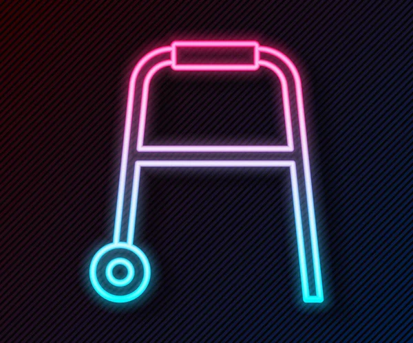 Žhnoucí Neonová Čára Walker Pro Ikonu Osoby Zdravotním Postižením Izolované — Stockový vektor