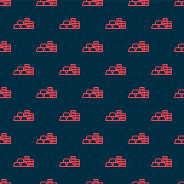 Altın külçeli kırmızı çizgi altın sikke siyah arka planda izole edilmiş pürüzsüz desen. Bankacılık işareti. Para sembolü. Vektör