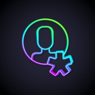 Parlayan neon hattı Seçilmiş çalışan simgesi siyah arkaplanda izole edildi. Kafa avcılığı. İş hedefi ya da İş Bulma. İş için insan kaynakları ve adam toplama. Vektör