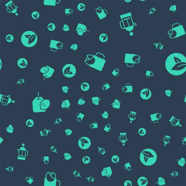 Gül, Fransız presi, limonlu çay poşeti ve yapraklı dikişsiz çay. Vektör