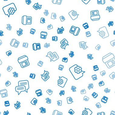 Konuşma baloncuğu sohbetini, telefon desteğini ve cep telefonunu pürüzsüz bir şablona ayarla. Vektör