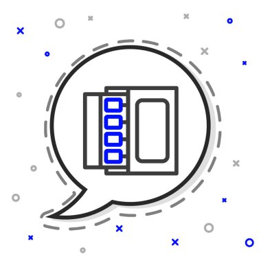 Satır Açık kibrit kutusu ve beyaz arkaplanda izole edilmiş simge eşleşmesi. Renkli taslak konsepti. Vektör.