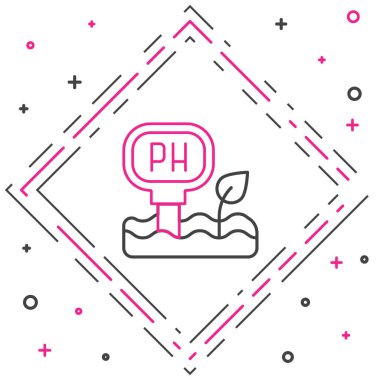 Çizgi PH test simgesi beyaz arkaplanda izole edildi. PH yeryüzü testi. Renkli taslak konsepti. Vektör