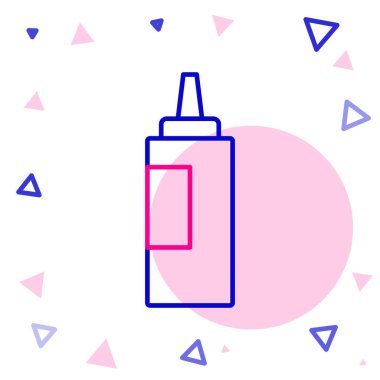 Çizgi sos şişesi simgesi beyaz arkaplanda izole edilmiş. Ketçap, hardal ve fast food için soslu mayonez şişeleri. Renkli taslak konsepti. Vektör