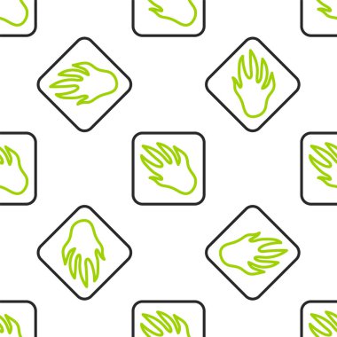 Timsah çizgisi timsah pençesi ayak izi ikonu beyaz arkaplanda izole edilmiş kusursuz desen. Vektör