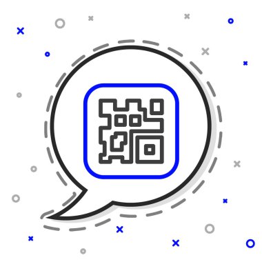 Akıllı telefon tarama simgesi için QR kod örneği beyaz arkaplanda izole edildi. Renkli taslak konsepti. Vektör