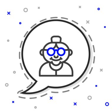 Beyaz arka planda izole edilmiş çizgi büyükannesi ikonu. Renkli taslak konsepti. Vektör