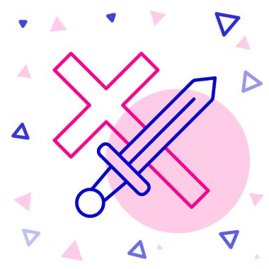 Çizgi Haçlı Seferi simgesi beyaz arkaplanda izole edildi. Renkli taslak konsepti. Vektör