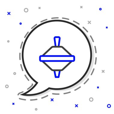 Line Whirligig oyuncak simgesi beyaz arkaplanda izole edildi. Renkli taslak konsepti. Vektör