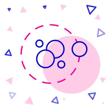 Satır Atom simgesi beyaz arkaplanda izole edildi. Bilimin, eğitimin, nükleer fiziğin, bilimsel araştırmaların sembolü. Renkli taslak konsepti. Vektör