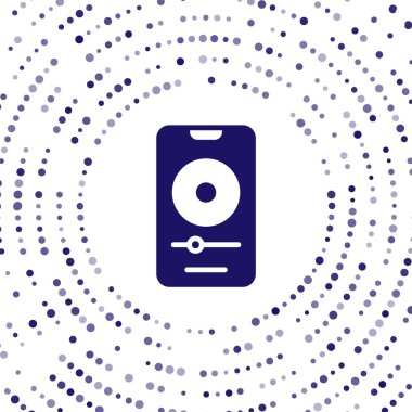 Mavi Müzik çalar simgesi beyaz arkaplanda izole edildi. Taşınabilir müzik cihazı. Soyut çember rastgele noktalar. Vektör.