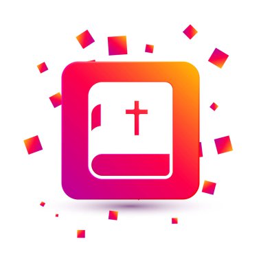 Beyaz kutsal kitap ikonu beyaz arka planda izole edilmiş. Kare renk düğmesi. Vektör.