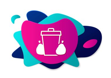 Beyaz arkaplanda renk çöp kutusu simgesi izole edildi. Çöp kutusu tabelası. Sepet simgesini geri dönüştür. Ofis çöpü ikonu. Sıvı şekilli soyut pankart. Vektör.