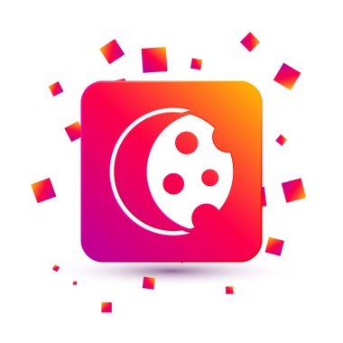 Beyaz arka planda izole edilmiş güneş tutulması simgesi. Tam sonar tutulması. Kare renk düğmesi. Vektör