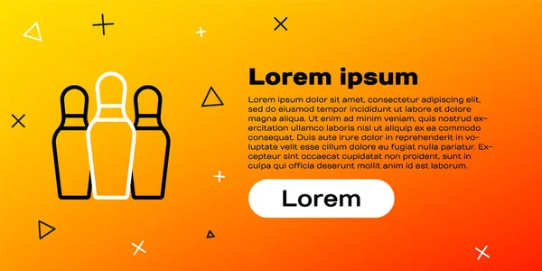 Line Bowling Pin Symbol Isoliert Auf Gelbem Hintergrund Buntes Rahmenkonzept — Stockvektor