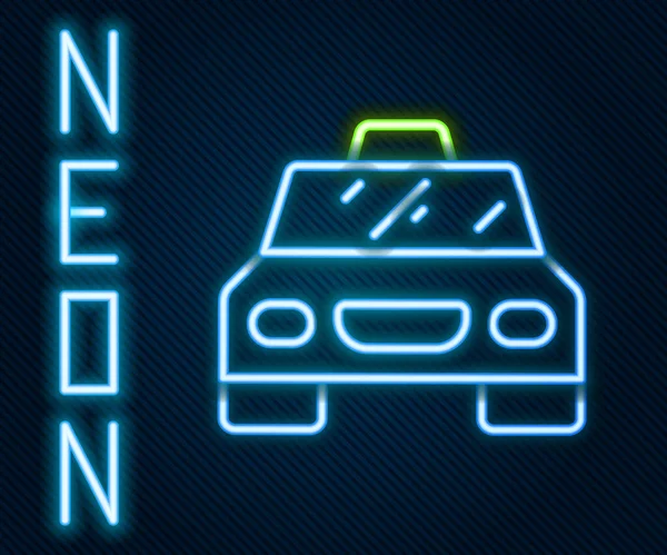 Świecące Neon Linii Taxi Samochód Ikona Izolowana Czarnym Tle Kolorowy — Wektor stockowy