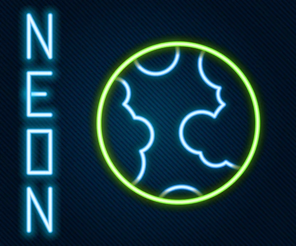 Világító Neon Vonal Föld Földgömb Ikon Elszigetelt Fekete Háttérrel Világ — Stock Vector