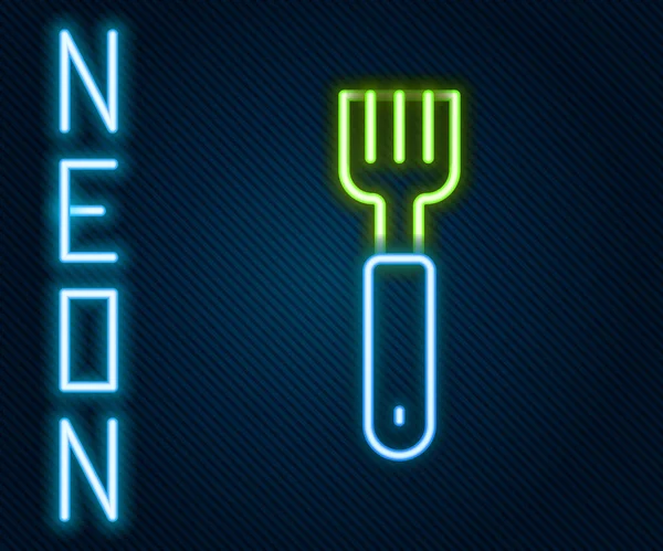 Parlayan Neon Hattı Fork Simgesi Siyah Arkaplanda Izole Edildi Çatal — Stok Vektör