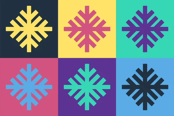 Pop Art Icône Flocon Neige Isolé Sur Fond Couleur Vecteur — Image vectorielle