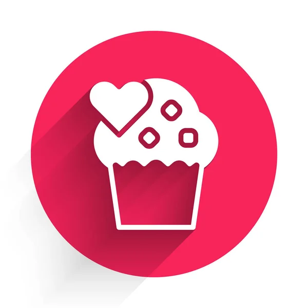 Tarta Boda Blanca Con Icono Del Corazón Aislado Con Fondo — Vector de stock