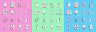 Set line Condom, Anal beads, Woman panties, Vagina masturbator, plug, Sex shop,  and  icon. Vector