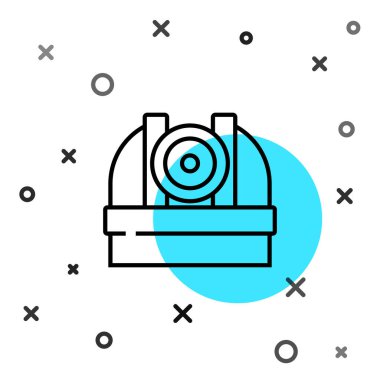 Astronomik Gözlemevi simgesi beyaz arkaplanda izole edilmiş. Teleskoplu bir gözlemevi. Bilimsel kurum. Rastgele dinamik şekiller. Vektör.