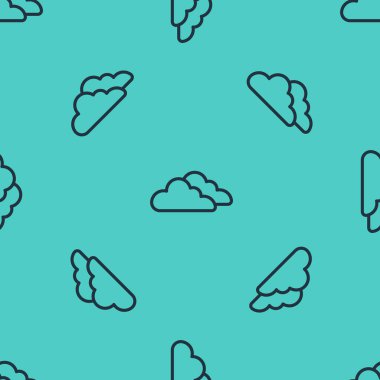 Siyah çizgi bulutu simgesi yeşil arkaplandaki kusursuz deseni izole etti. Vektör.