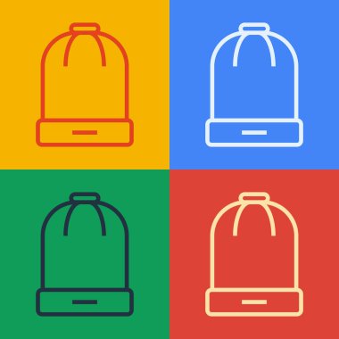 Popüler sanat eseri kış şapkası simgesi renk arkaplanında izole edildi. Vektör