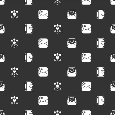 Zarfı sevgililer günü, aşk günlüğü, aşk ve ok ile ayarlayın. Vektör