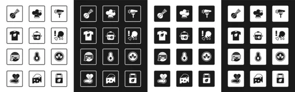 Set Wortel Kookpot Kippenpoot Veganistisch Shirt Nee Voedsel Dieet Pictogram — Stockvector