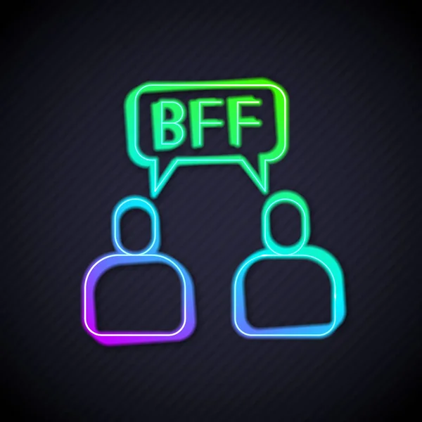 Bff Linea Neon Incandescente Migliori Amici Sempre Icona Isolata Sfondo — Vettoriale Stock