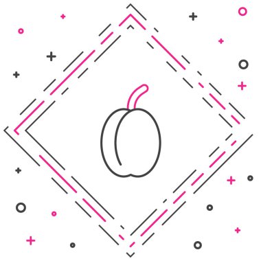 Beyaz arkaplanda Plum meyvesi simgesi izole edildi. Renkli taslak konsepti. Vektör