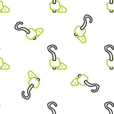 Çizgi Sihirbazı simgesi beyaz arkaplanda izole edilmiş kusursuz desen. Sihirli değnek, asa, değnek, değnek. Vektör