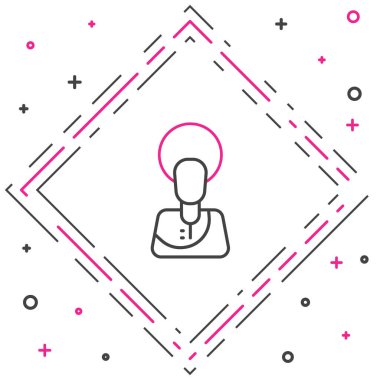 Beyaz arka planda izole edilmiş çizgi İsa Mesih simgesi. Renkli taslak konsepti. Vektör