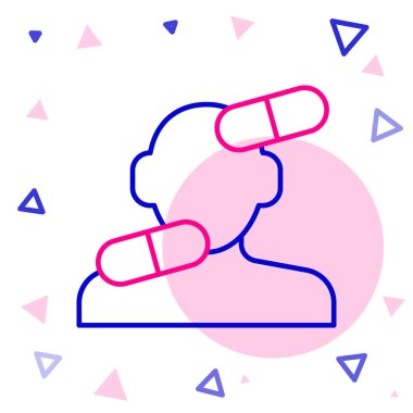 Beyaz arka planda izole edilmiş çizgi sakinleştirici haplar ikonu. Renkli taslak konsepti. Vektör