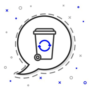 Beyaz arkaplanda izole edilmiş geri dönüşüm sembolü simgesi olan satır geri dönüşüm kutusu. Çöp kutusu simgesi. Çöp kutusu tabelası. Geri dönüşüm sepeti işareti. Renkli taslak konsepti. Vektör