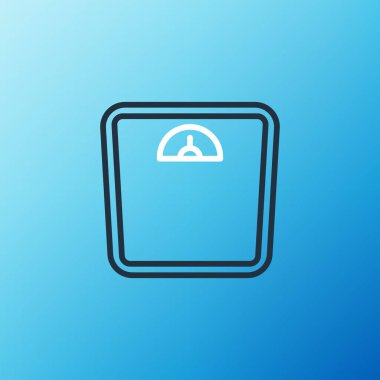 Hat Banyo Ölçeği simgesi mavi arka planda izole edildi. Ağırlık ölçme ekipmanı. Ağırlık ölçeği spor konsepti. Renkli taslak konsepti. Vektör