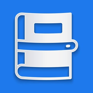 Kağıt kesiği Kitap simgesi mavi arkaplanda izole edildi. Kağıt sanatı tarzı. Vektör