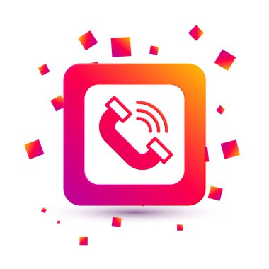 Beyaz Telefon ahizesi simgesi beyaz arkaplanda izole edildi. Telefon işareti. Kare renk düğmesi. Vektör