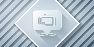 Kağıt kesiği Motor simgesi gri arkaplanda izole edildi. Kağıt sanatı tarzı. Vektör