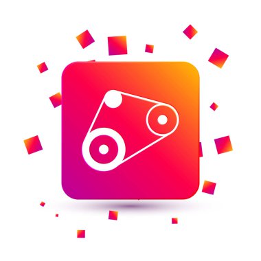 Beyaz zamanlayıcı kemer kiti simgesi beyaz arkaplanda izole edildi. Kare renk düğmesi. Vektör