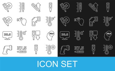 Meteoroloji termometresi, Sıhhiye, vücut ısısı, Dijital ve ikon kontrollerini ayarlayın. Vektör