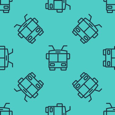 Siyah çizgi Trolleybus simgesi yeşil arkaplanda izole edilmiş kusursuz desen. Toplu taşıma sembolü. Vektör