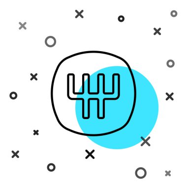 Siyah çizgi vites değiştiren simgesi beyaz arkaplanda izole edildi. Elle iletim simgesi. Rastgele dinamik şekiller. Vektör