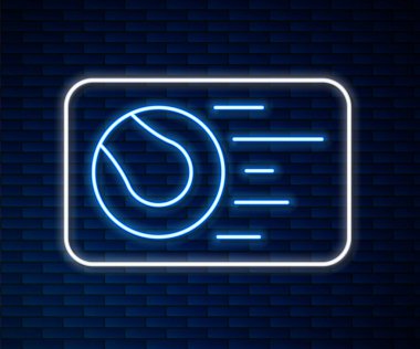 Parlayan neon hattı oyuncakların top ikonu tuğla duvar arkasında izole edilmiş. Vektör