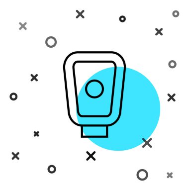 Siyah çizgi boks eğitim patileri simgesi beyaz arkaplanda izole edildi. Rastgele dinamik şekiller. Vektör