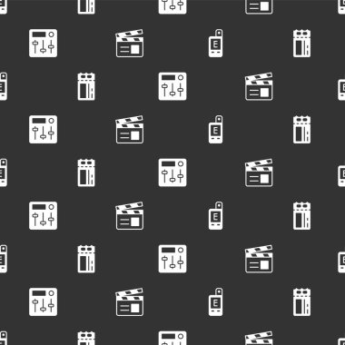 Işık göstergesini, sinema biletini, ses karıştırıcıyı ve film alkışlayıcısını kusursuz şekilde ayarlayın. Vektör