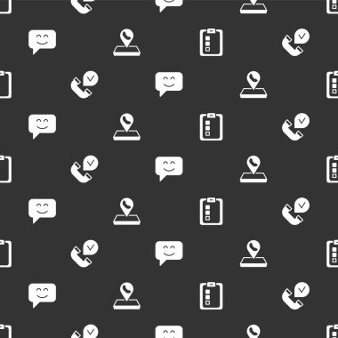 Çevrimiçi sınav, test, anket, telefon ahizesi, gülen yüz ve çağrı merkezi konumunu kusursuz bir şablona ayarla. Vektör
