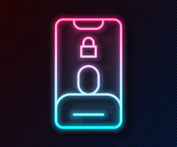 Gloeiende Neon Lijn Inkomend Gesprek Mobiele Telefoon Pictogram Geïsoleerd Zwarte — Stockvector