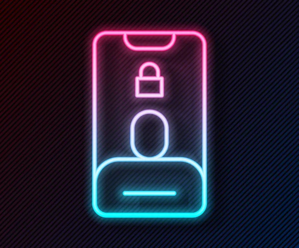 Izzó Neon Vonal Bejövő Hívás Mobiltelefon Ikon Elszigetelt Fekete Alapon — Stock Vector